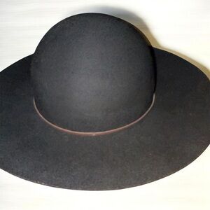 Boujee and Boyeez 100% Wool Wide Brim Floppy Hat - Black - OS